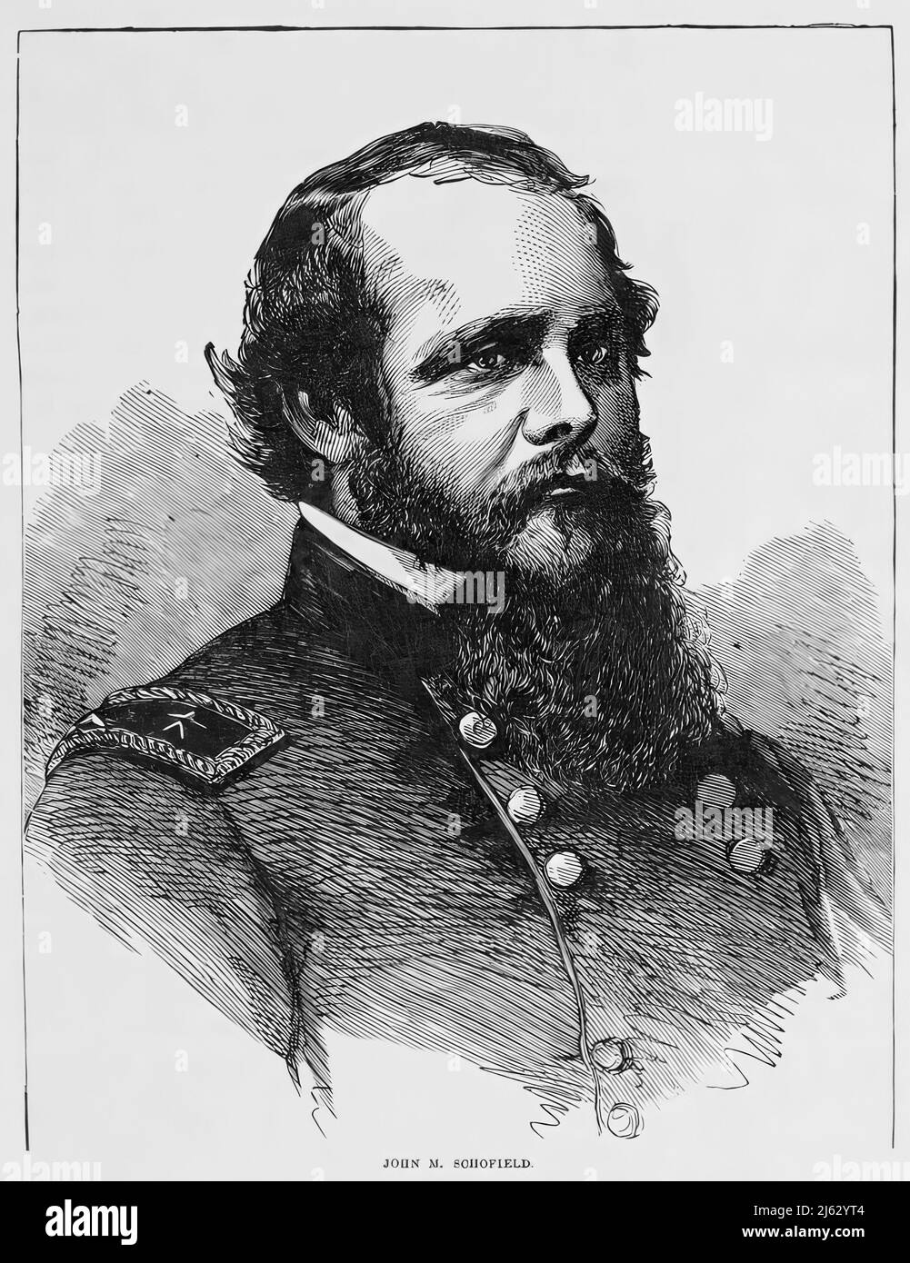 Portrait of John McAllister Schofield, Lieutenant General in the American Civil War and United States Secretary of War. 19th century illustration Stock Photo