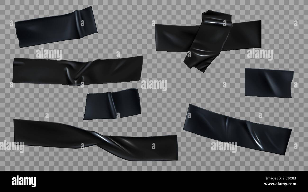 Pieces Of Black Duct Tape Isolated On White Stock Photo - Download Image  Now - Adhesive Tape, Black Color, Duct Tape - iStock