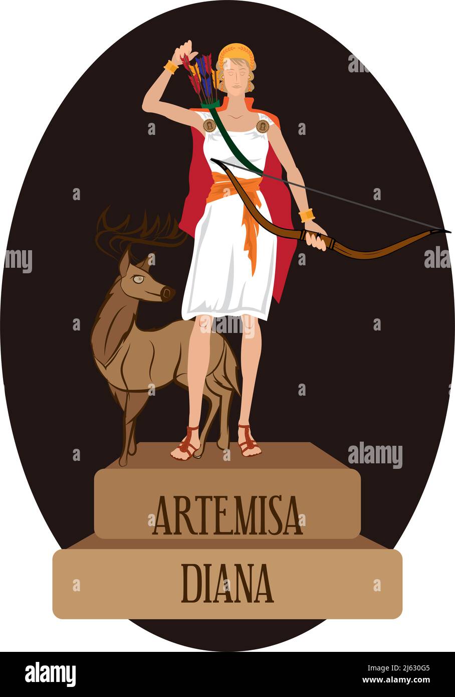 Illustration vector isolated of Roman and Greek gods, Artemisa, Diana Stock Vector