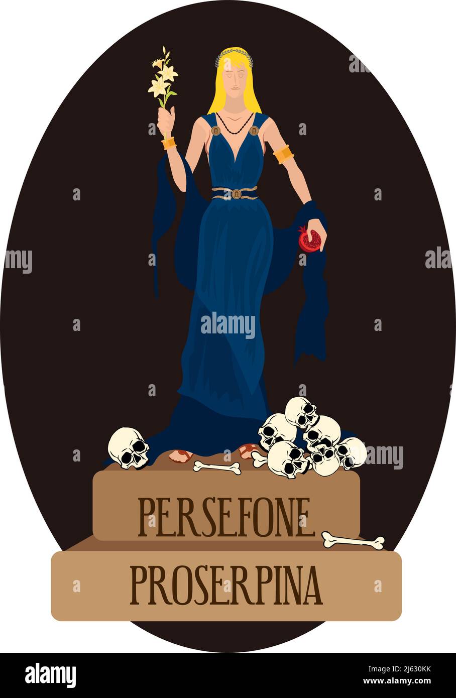 Illustration vector isolated of Roman and Greek gods, Persefone, Proserpina Stock Vector