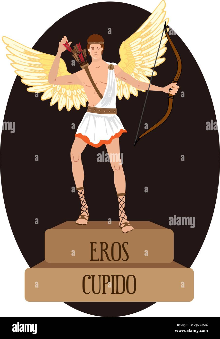 Illustration vector isolated of Roman and Greek gods, Eros, Cupido Stock Vector
