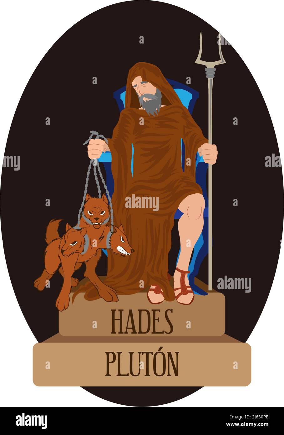 Illustration vector isolated of Roman and Greek gods, Hades, Pluton Stock Vector