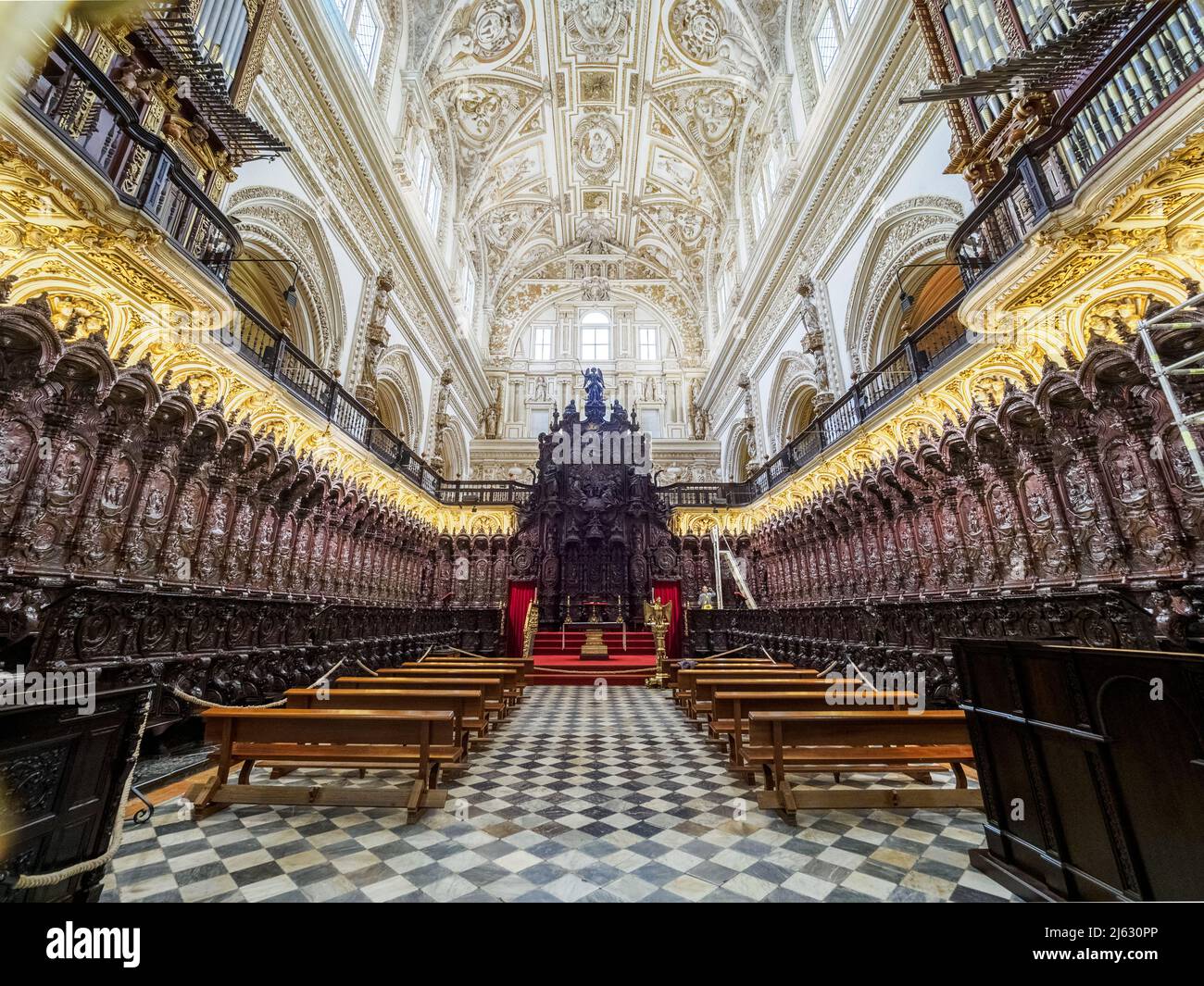 Choir stalls  in the  Mezquita-Catedral (Great Mosque of Cordoba) -  Cordoba, Spain Stock Photo