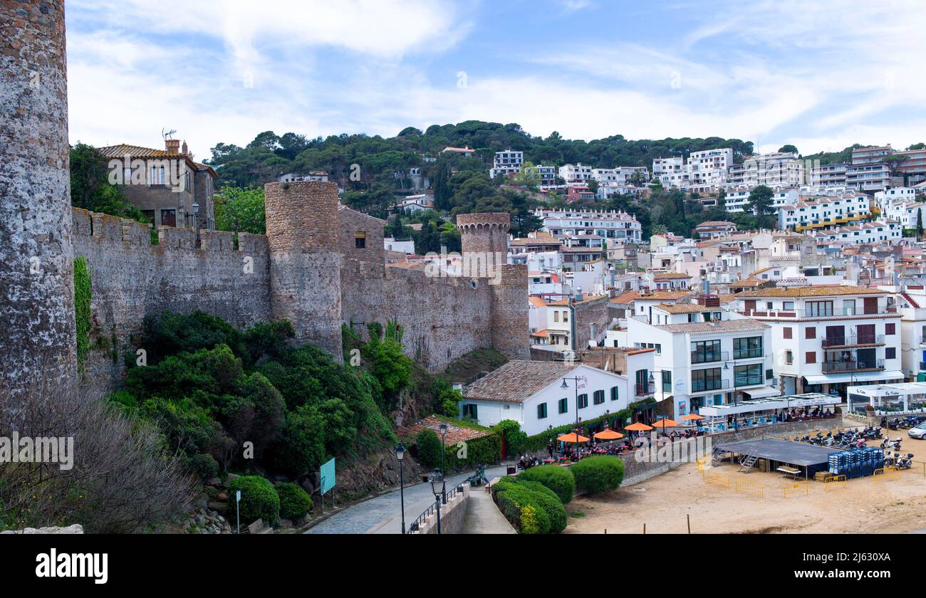old castle and modern town, tossa de mar, spain Stock Photo Alamy