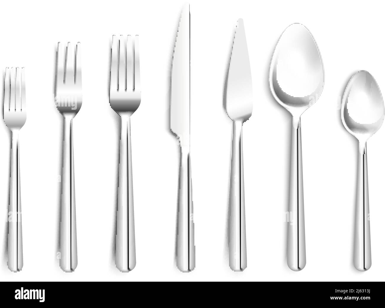 Metal Spoons 3d Realism Vector Icon Stock Illustration - Download