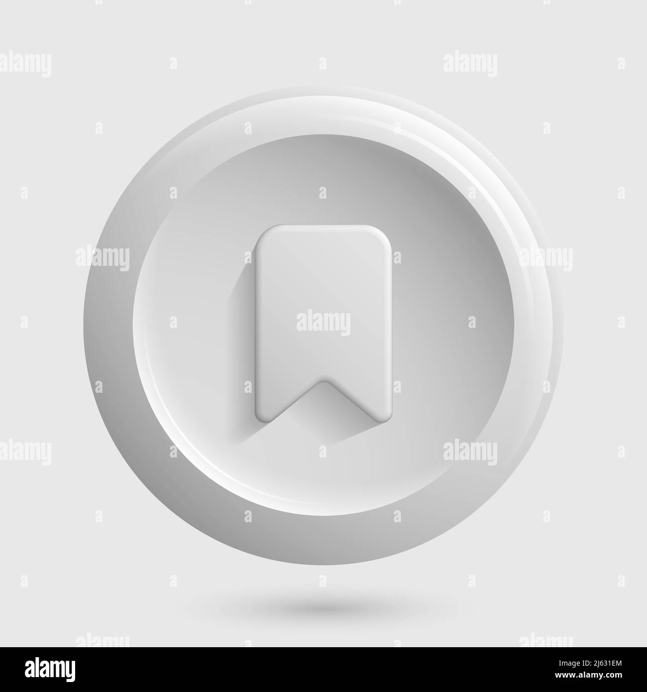 Light Bookmark Icon. White Isolated 3D Object. Favorites Button. Vector ...