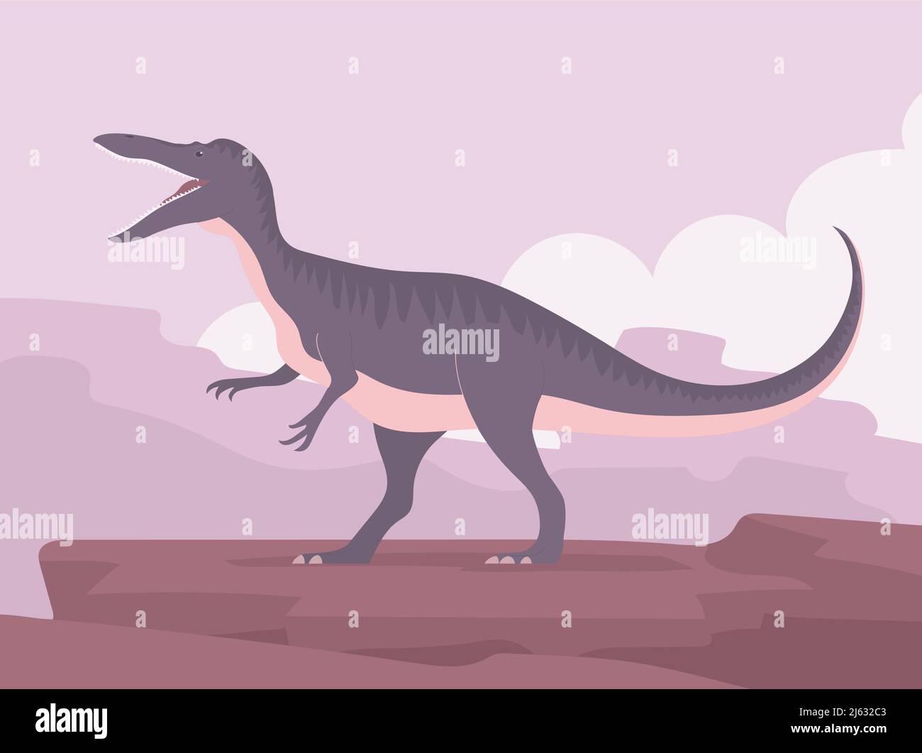 Ancient scary pangolin baryonyx. Predatory dinosaur hunter of the Jurassic period. Prehistoric animal. Vector cartoon illustration Stock Vector