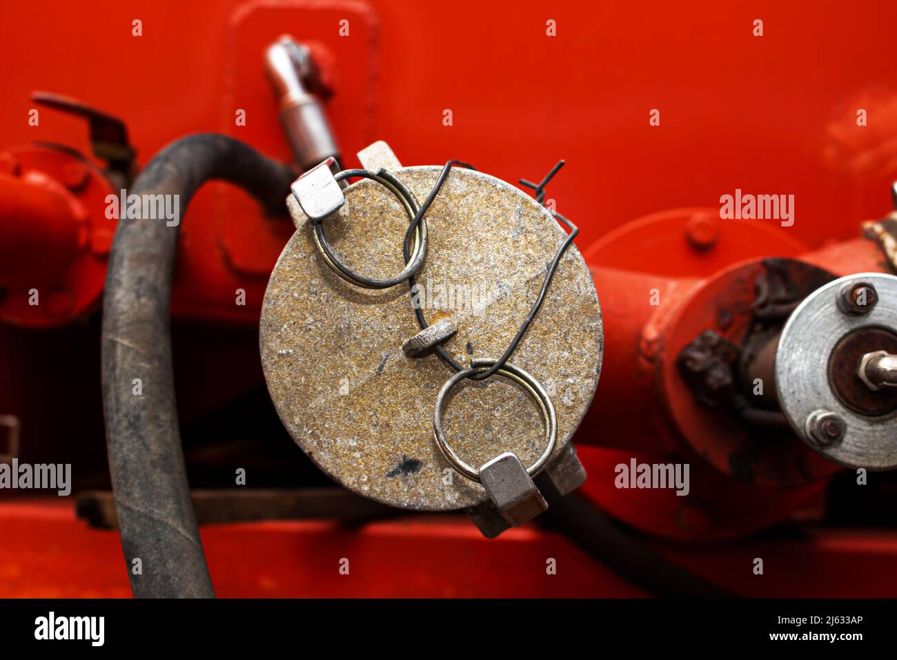 The mechanical assembly of a lawn watering machine. Equipment repair