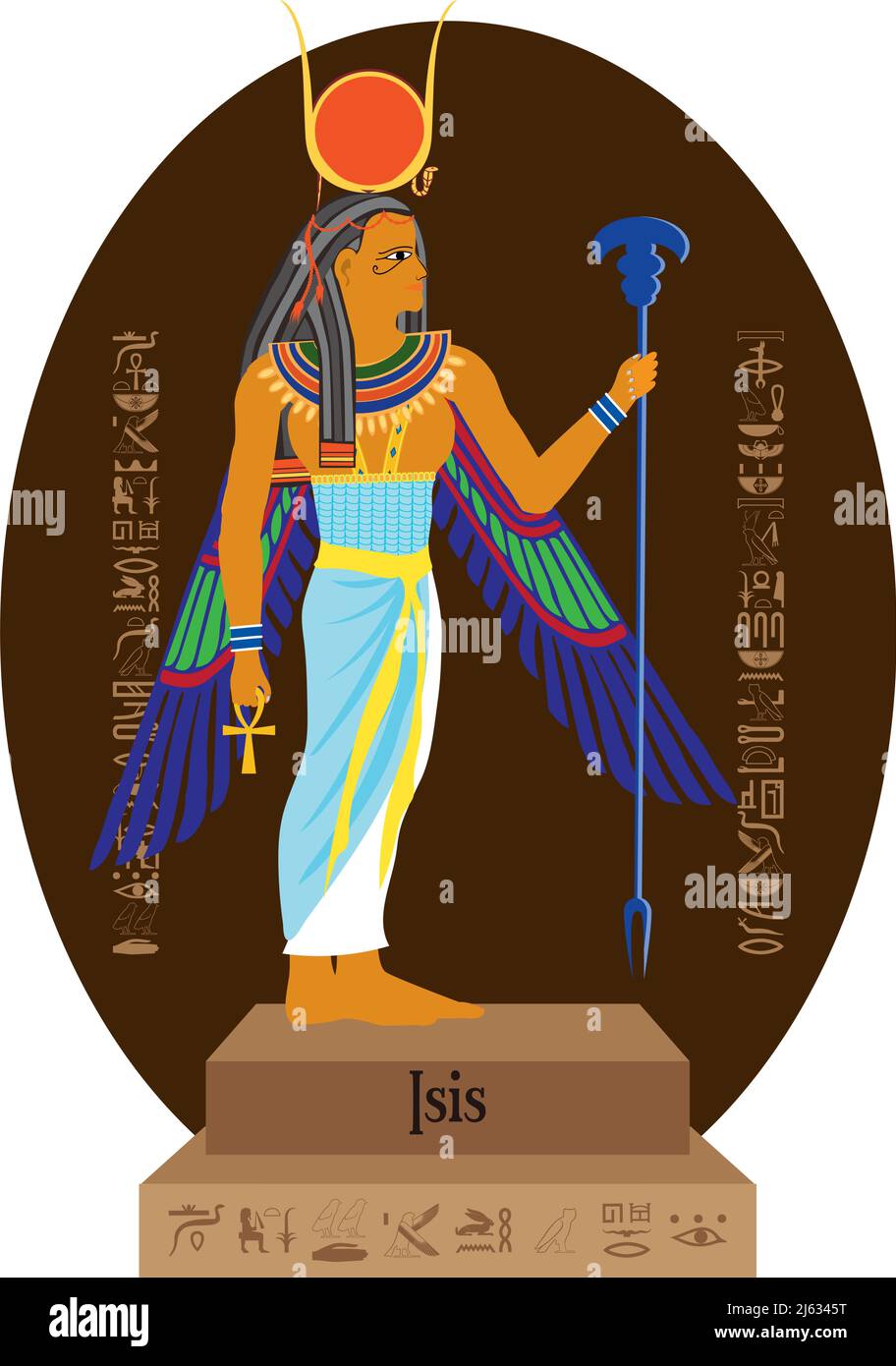 Illustration vector isolated of Egyptian God, Isis. Stock Vector