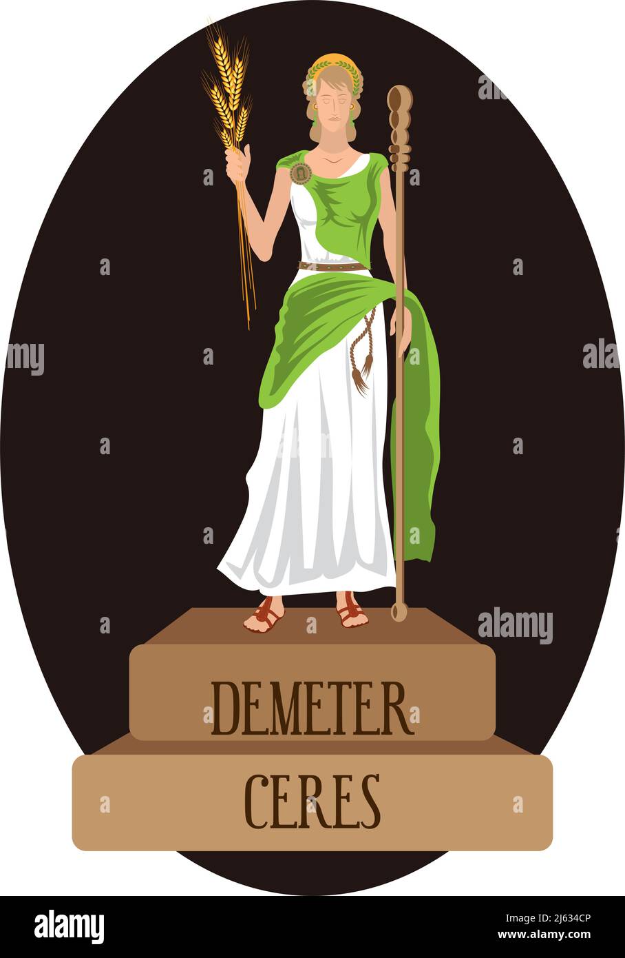 Illustration vector isolated of Roman and Greek gods, Demeter, Ceres Stock Vector