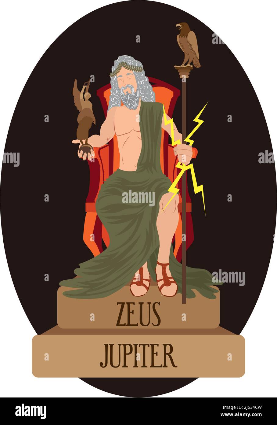 Illustration vector isolated of Roman and Greek gods, Zeus, Jupiter Stock Vector