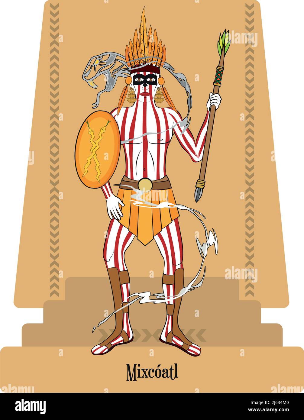 Illustration vector isolated of Aztec god mixcoatl Stock Vector