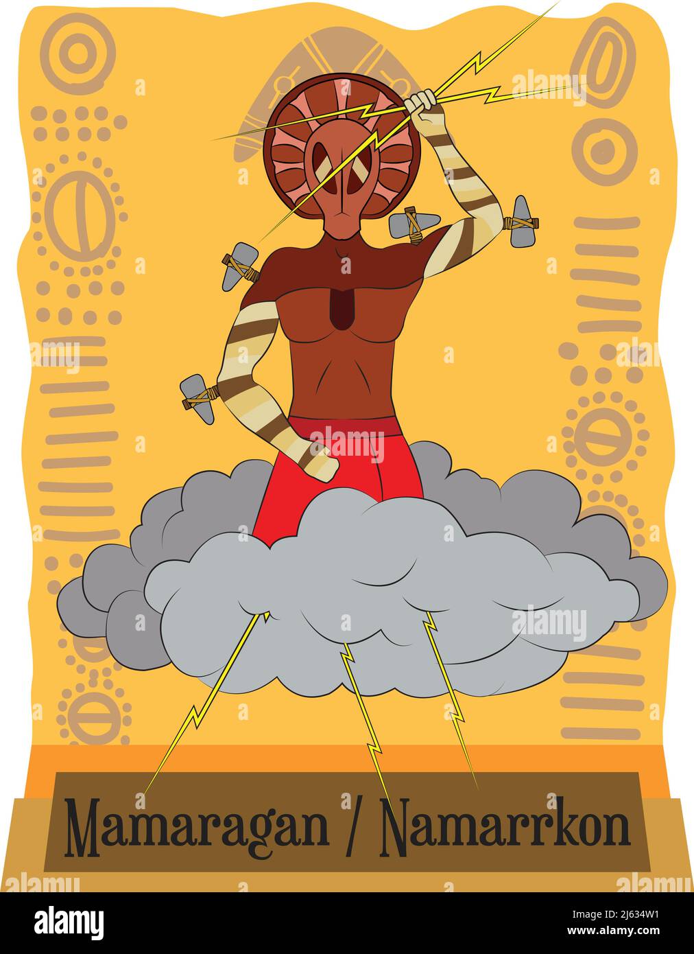 Illustration vector isolated of  Australian mythology, Aboriginal god Mamaragan, namarrkon Stock Vector