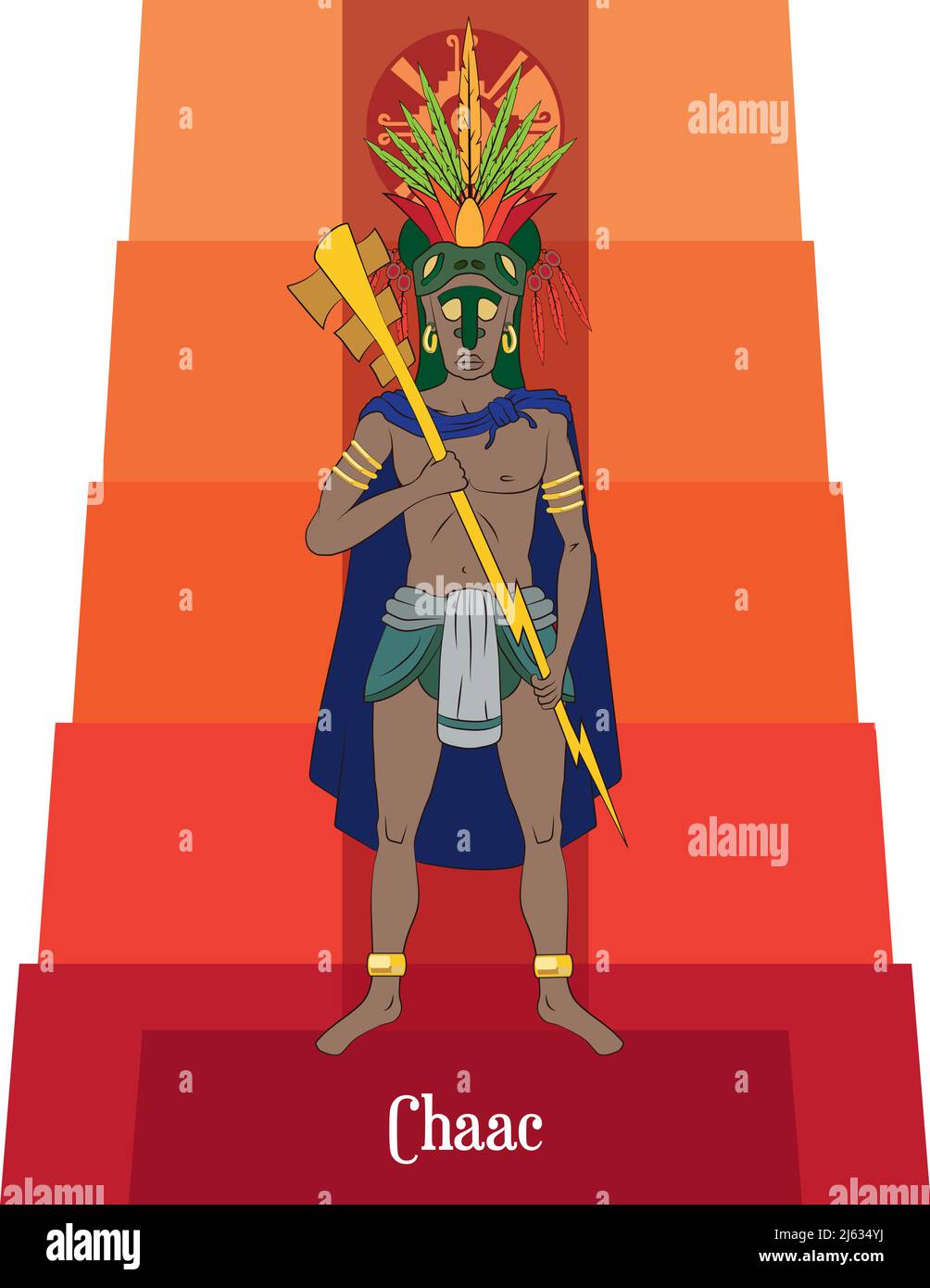 Illustration vector isolated of Mayan mythology, gods Chaac Stock Vector