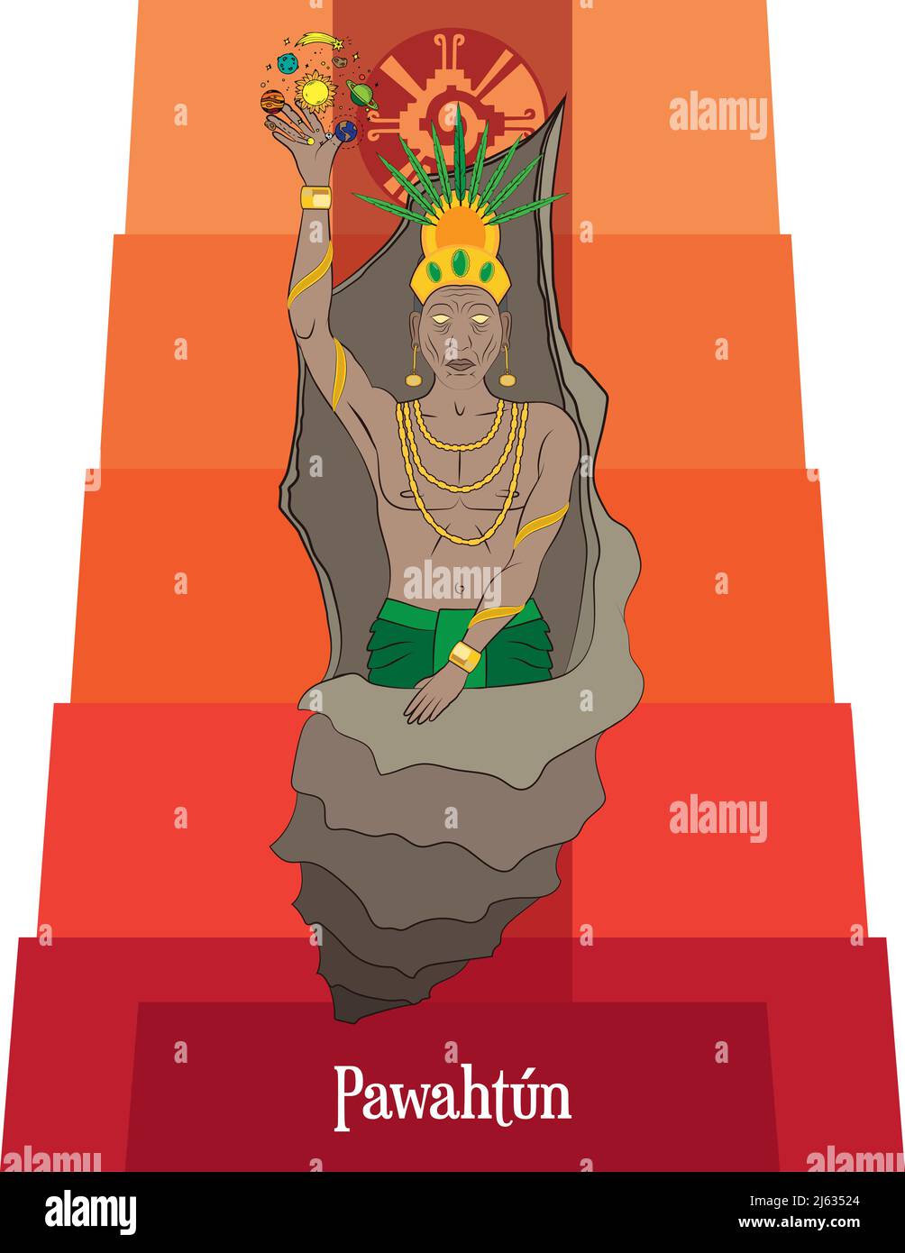 Illustration vector isolated of Mayan mythology, Pawahtun Stock Vector