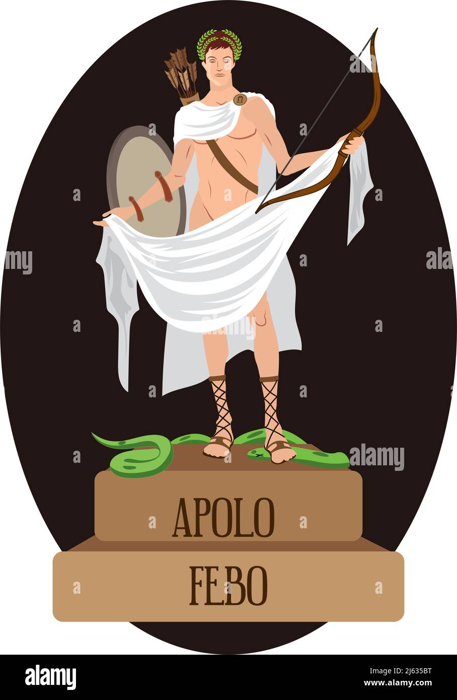 Illustration vector isolated of Roman and Greek gods, Febo, Apolo Stock Vector