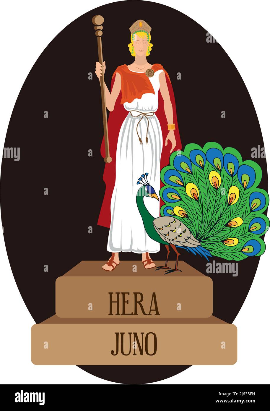 Illustration vector isolated of Roman and Greek gods, Hera, Juno Stock Vector
