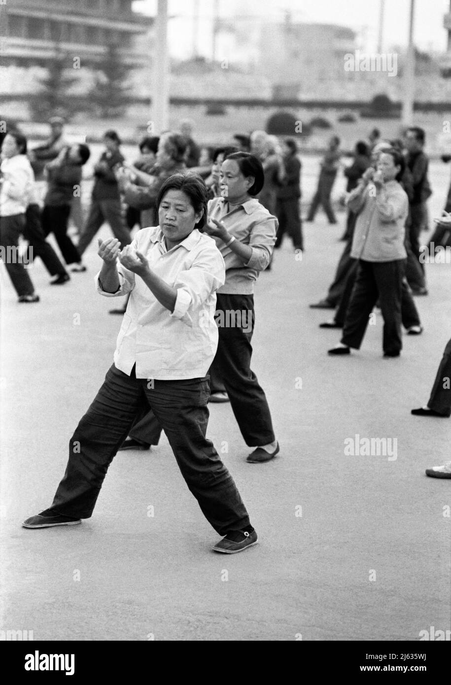 BEIJING CHINA People who are out and have morning exercising in parks and on the streets Stock Photo