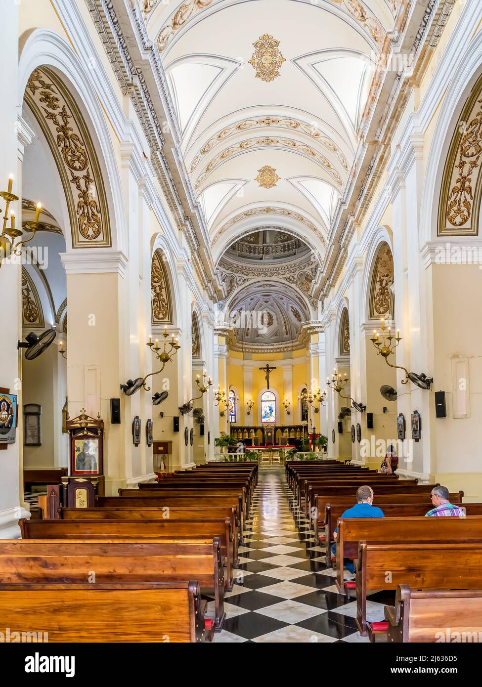 Interior of the Catedral de San Juan Bautista, or Cathedral of Saint John the Baptist in Old San Juan Puerto Rico Stock Photo