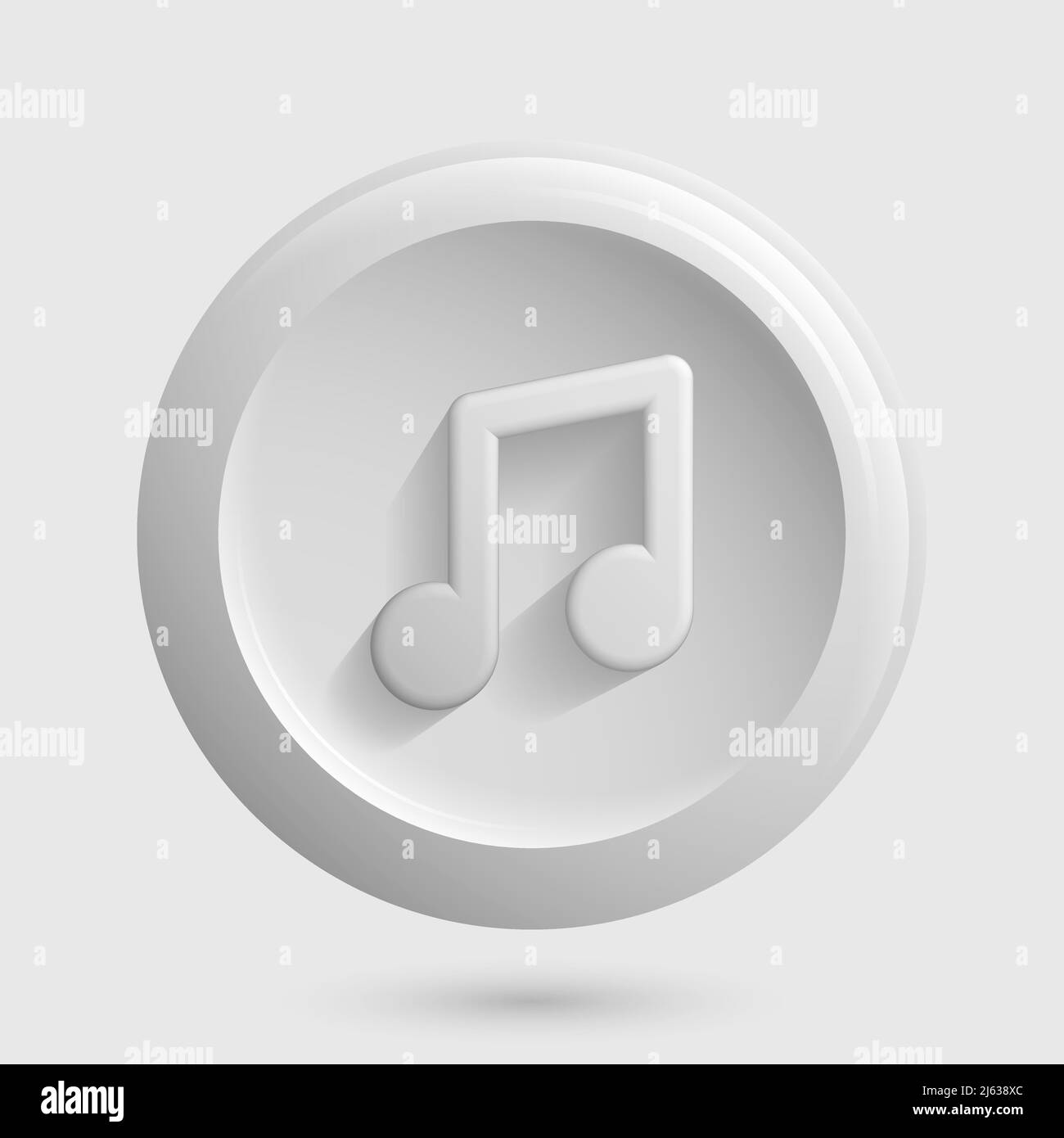 White Music Icon. Round Isolated Button. Vector illustration Stock Vector