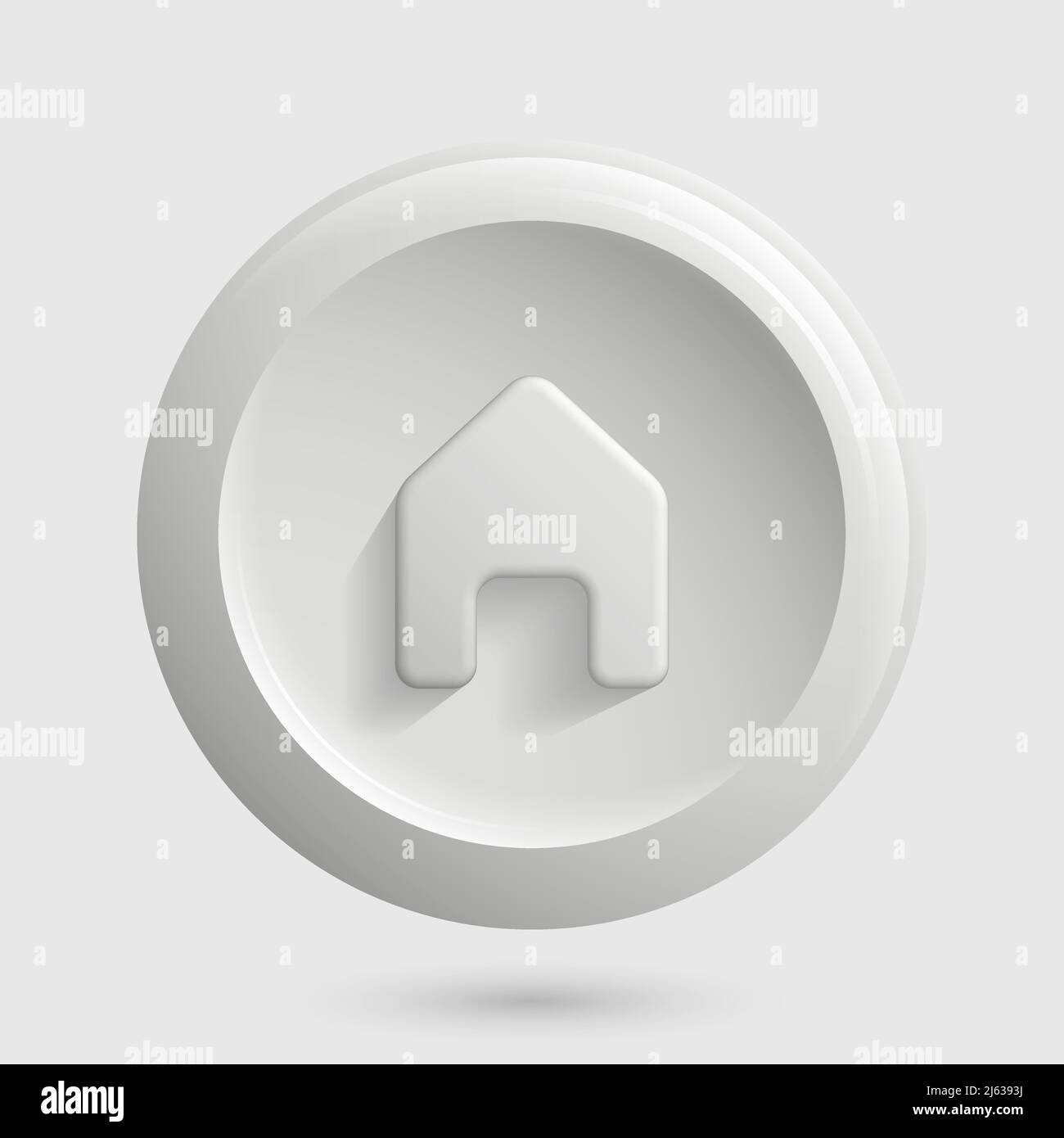 White Home Icon. 3D Round House Button. Vector illustration Stock Vector
