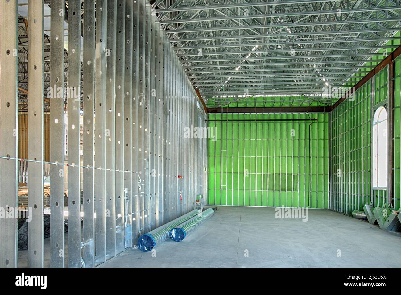 Steel studs used in the construction of a modern office building Stock Photo Alamy