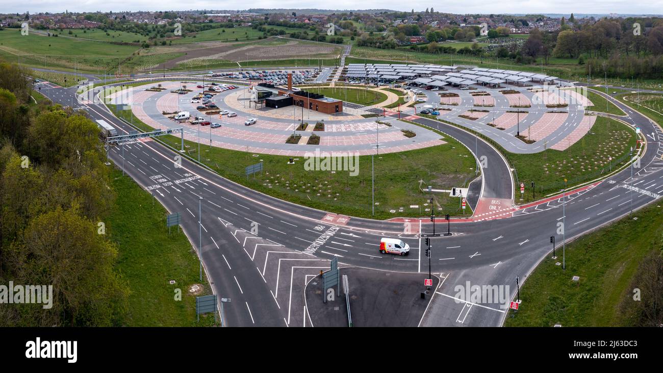 STOURTON, LEEDS, UK APRIL 25, 2022. An aerial view of the newly built