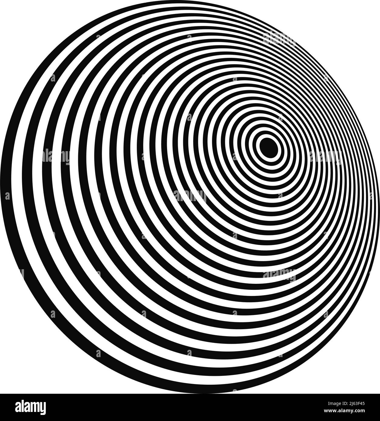 Concentric radial circles, rings design element icon. Stock vector ...