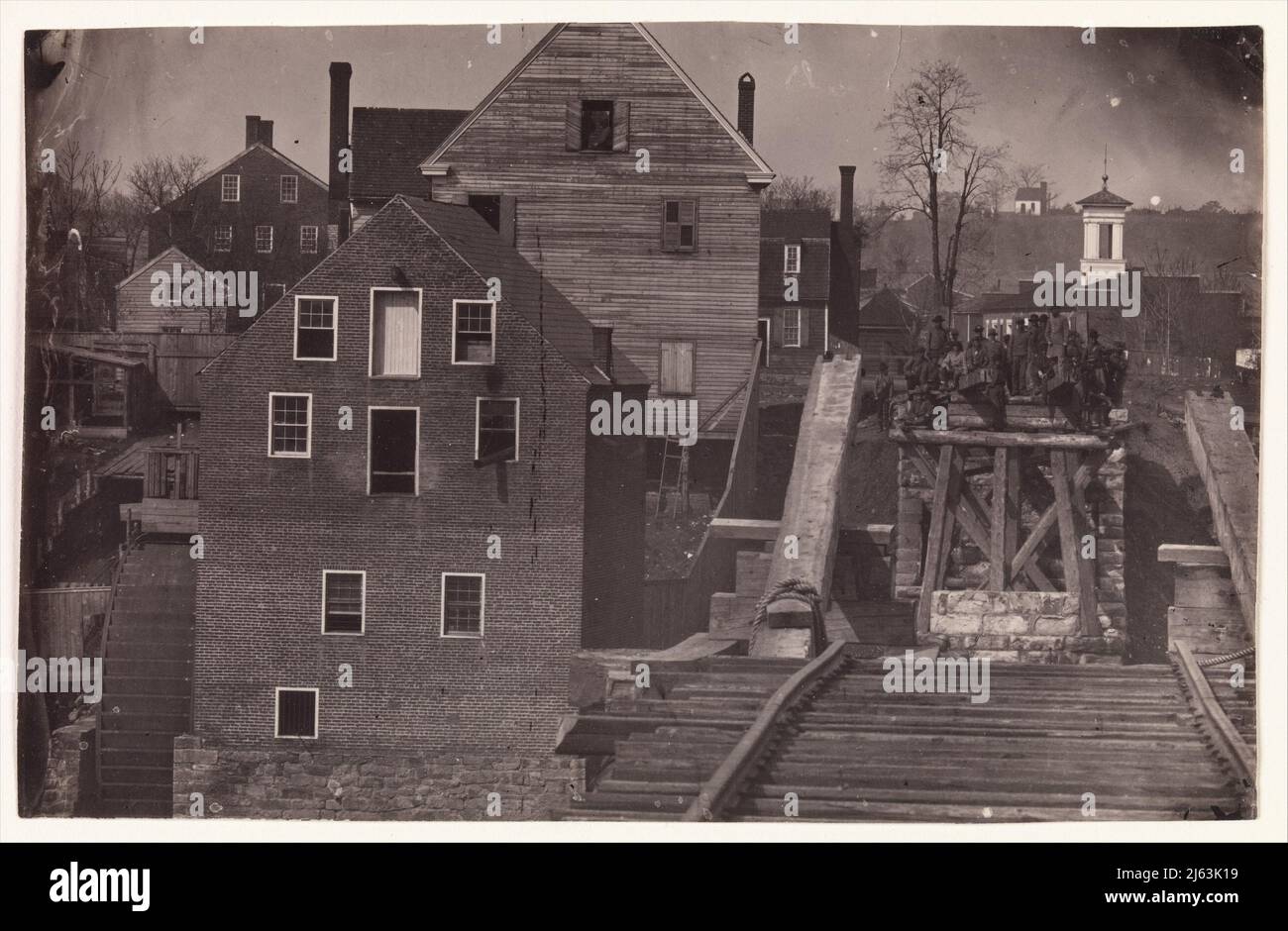 End of the Bridge after Burnside's Attack, Fredericksburg, Virginia 1863  Andrew Joseph Russell. Stock Photo