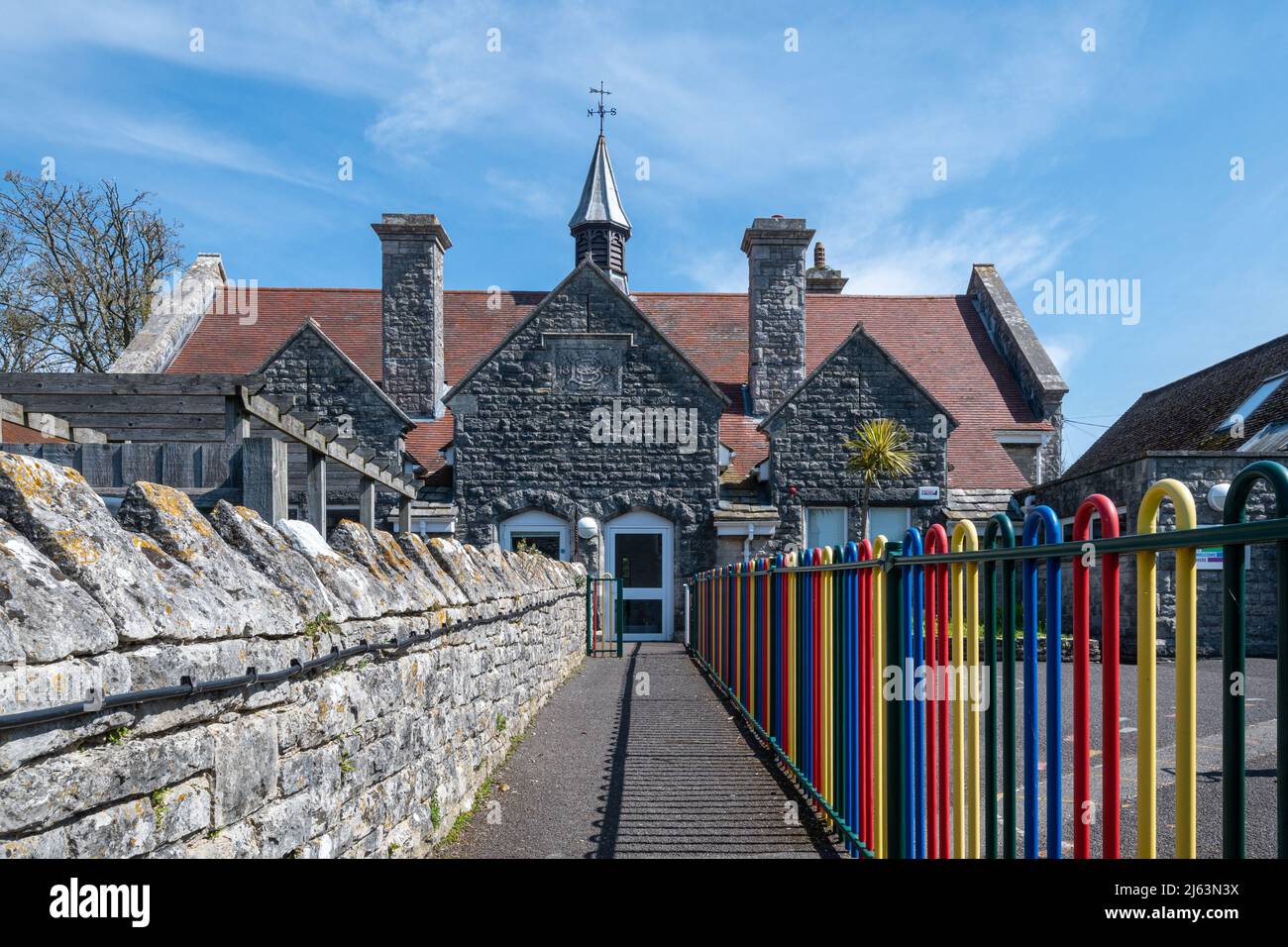 Primary School in the Dorset village of Corfe Castle, England, UK Stock