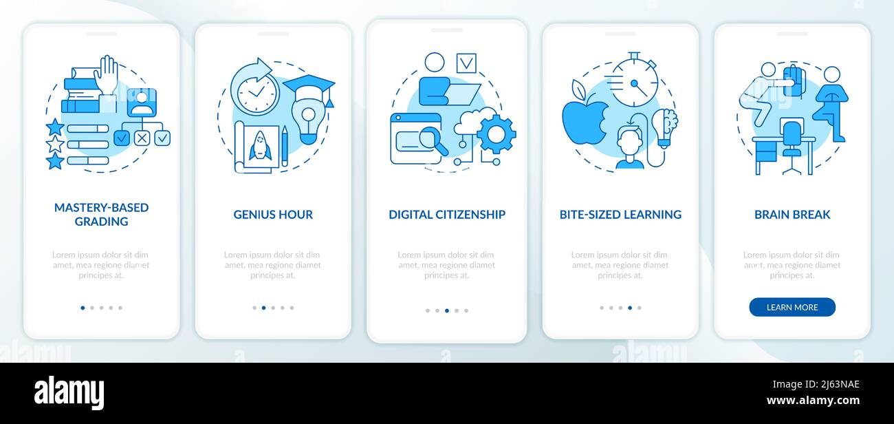 Innovations in education blue onboarding mobile app screen Stock Vector ...