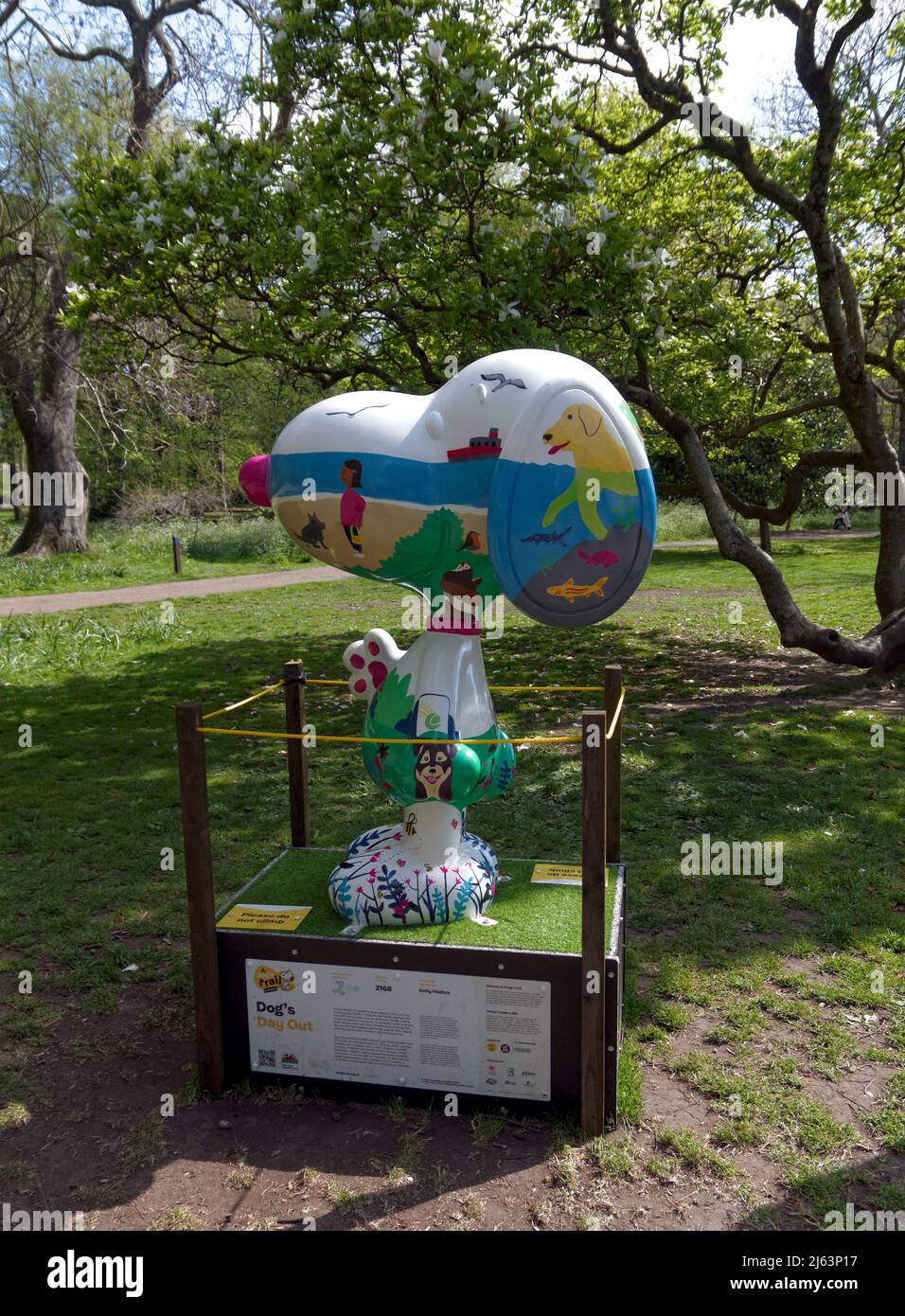 Bute Park near the Summer House - Dog's Day Out - Snoopy charity figure, Bute Park, Cardiff. by Emily Hilditch Stock Photo