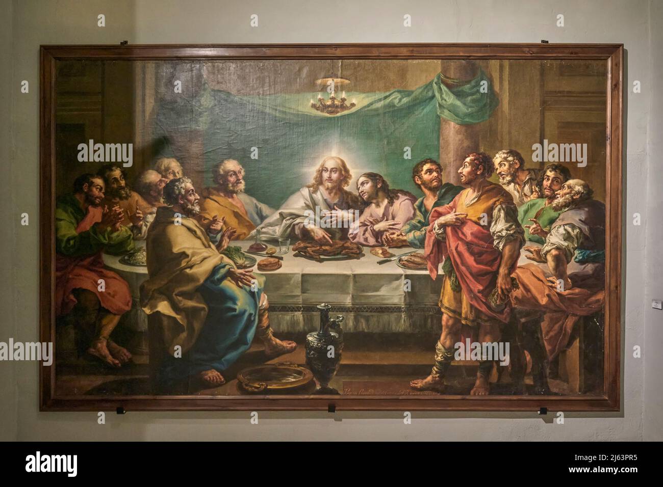 The Holy Supper, by the painter Vicente López, Valencian art of Spanish neoclassicism, court painter of Fernando VII and Isabel II. Xativa, Valencia Stock Photo