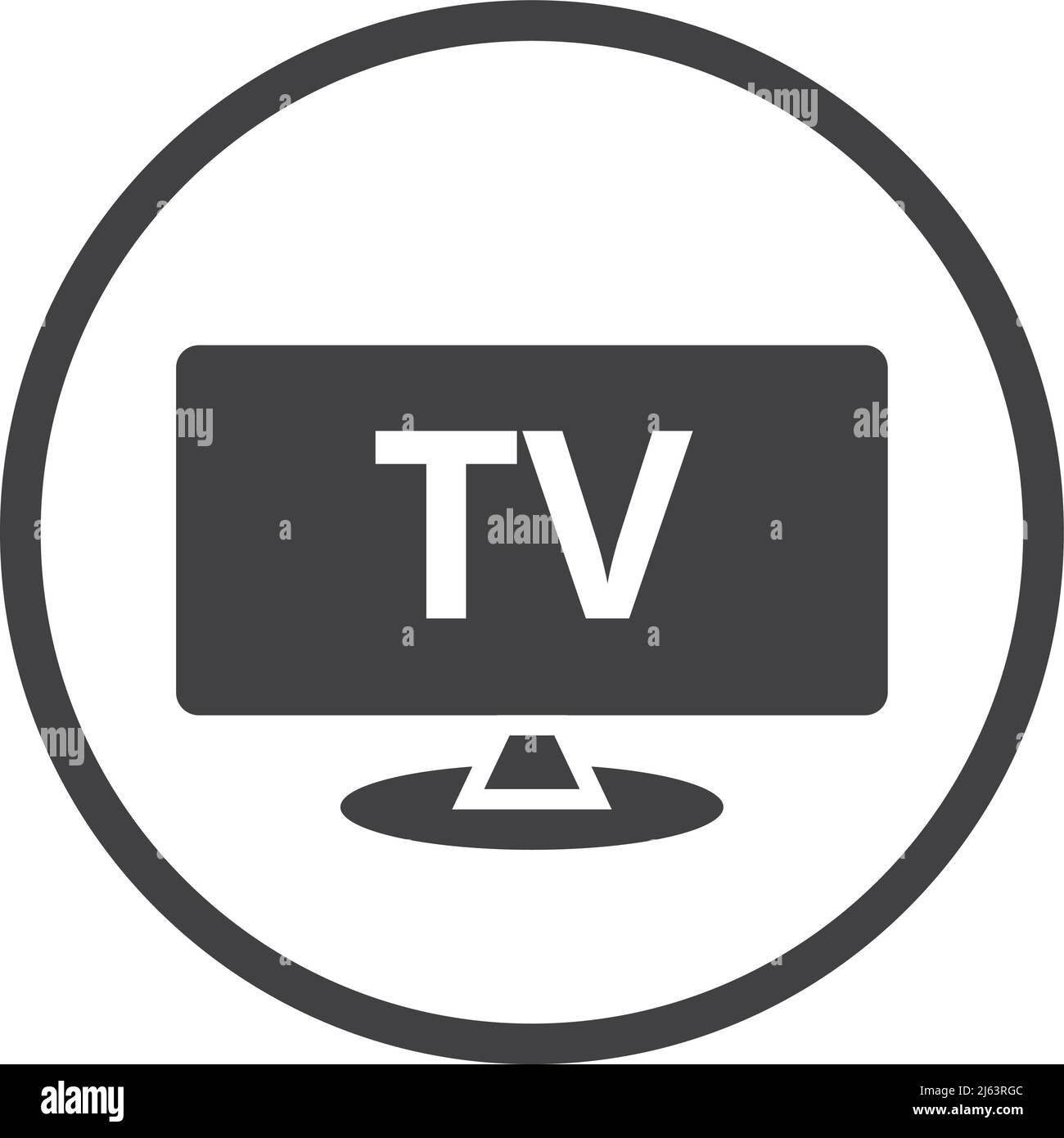 Tv pictogram. Television screen round black icon Stock Vector Image