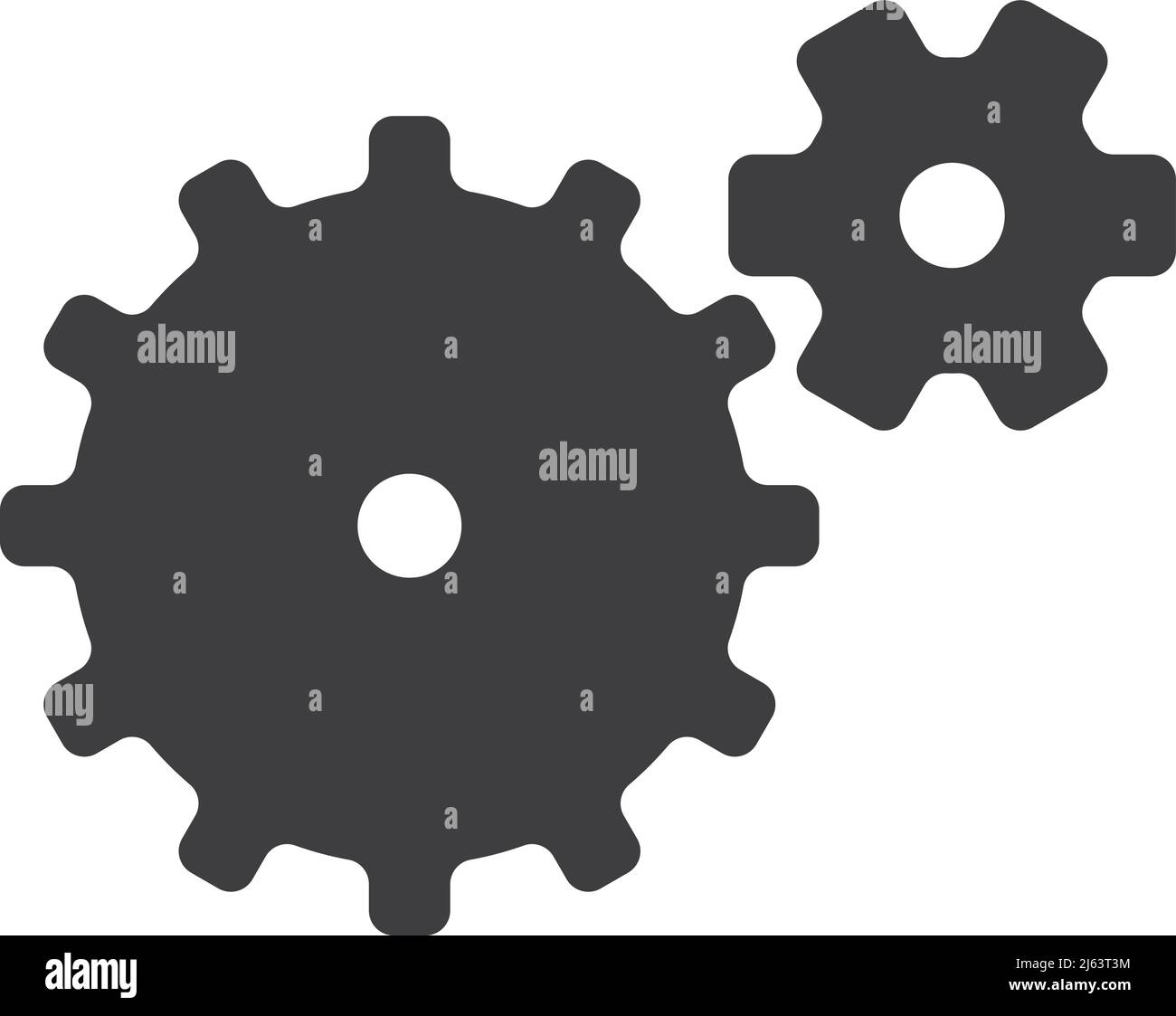 Black gears icon. Working proccess symbol. System sign Stock Vector