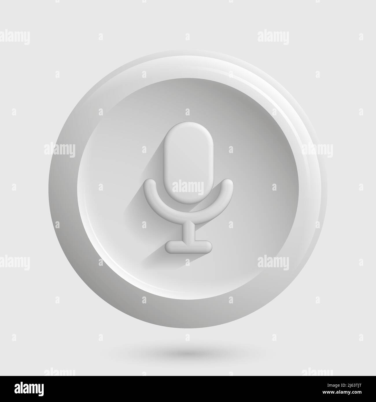 Round Microphone Icon. Light Icon Set. Isolated App Button. Vector illustration Stock Vector