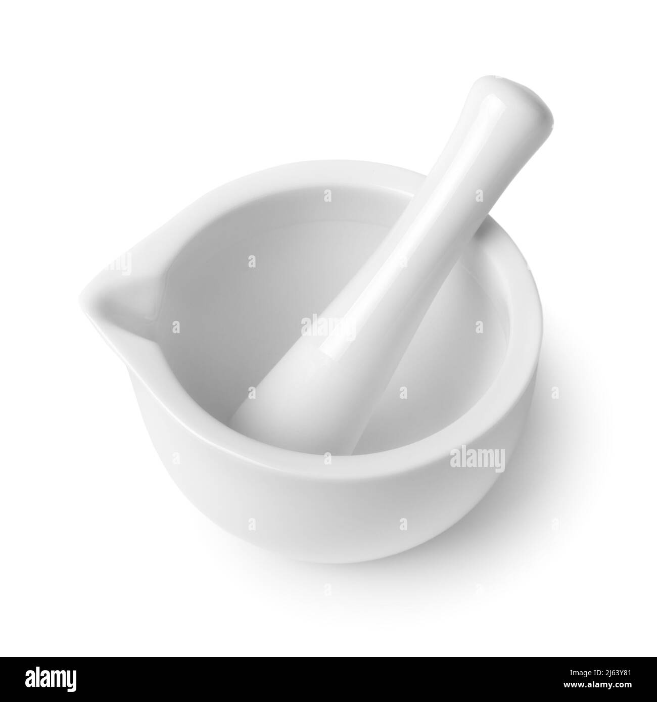 mortar and pestle isolated on white background Stock Photo