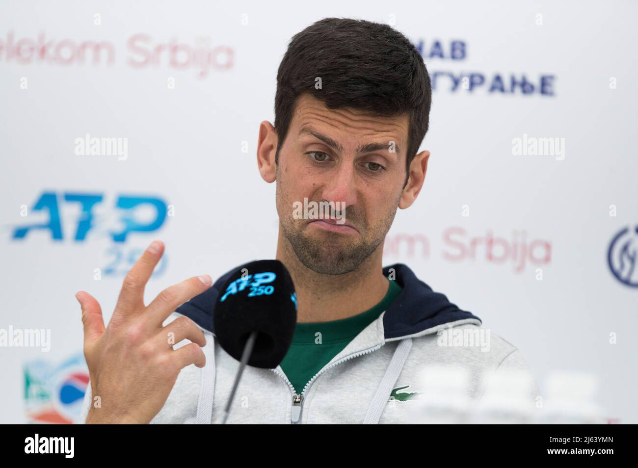 Novak Djokovic Speaks During The Press Conference After The Final Stock ...