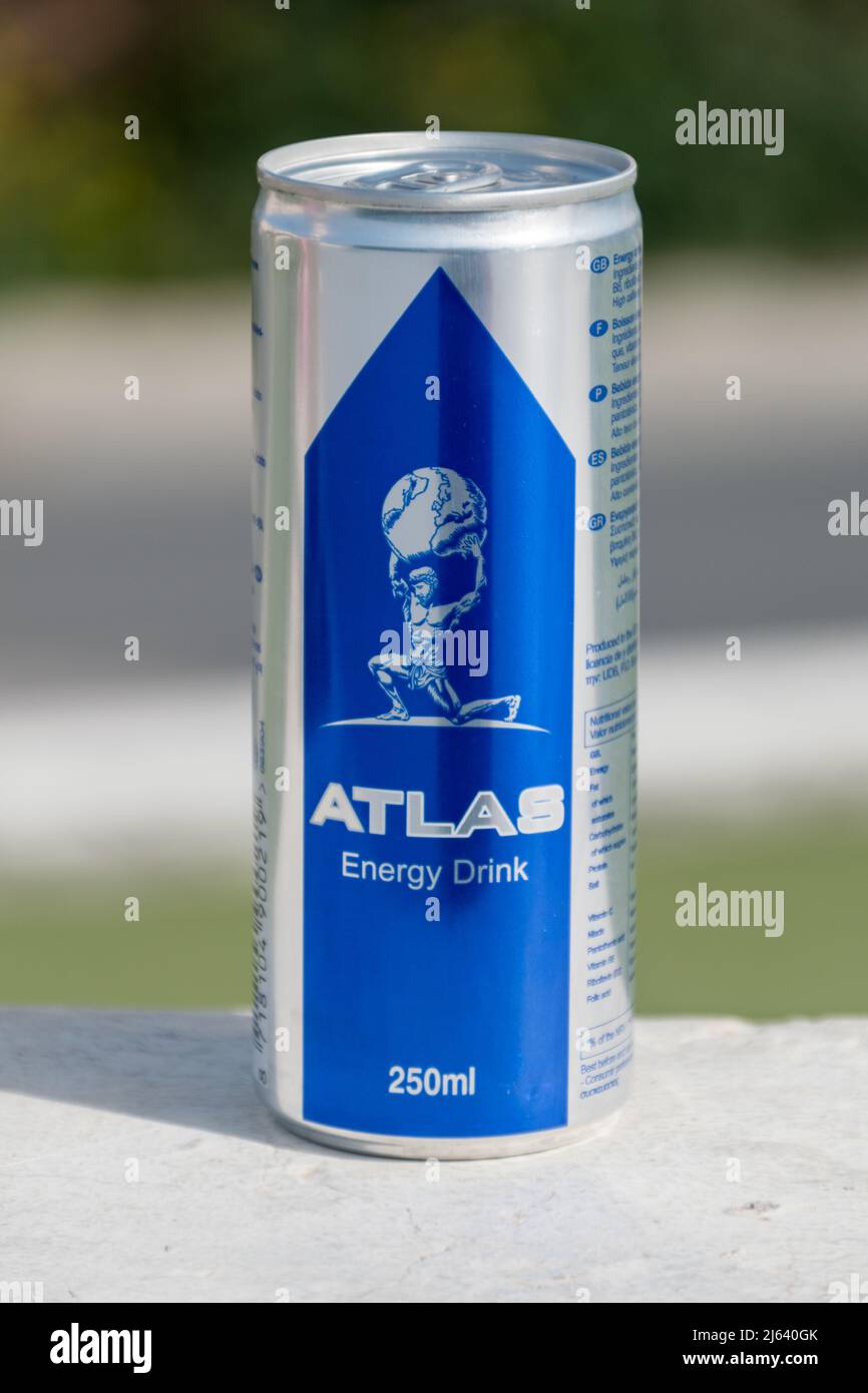 Paphos, Cyprus April 2, 2022 Can of Atlas energy drink Stock Photo Alamy