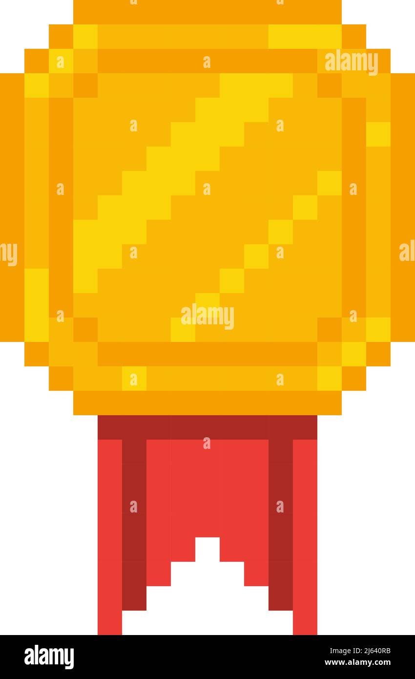 Pixel art medal icon for 8bit game on white background Stock Vector ...