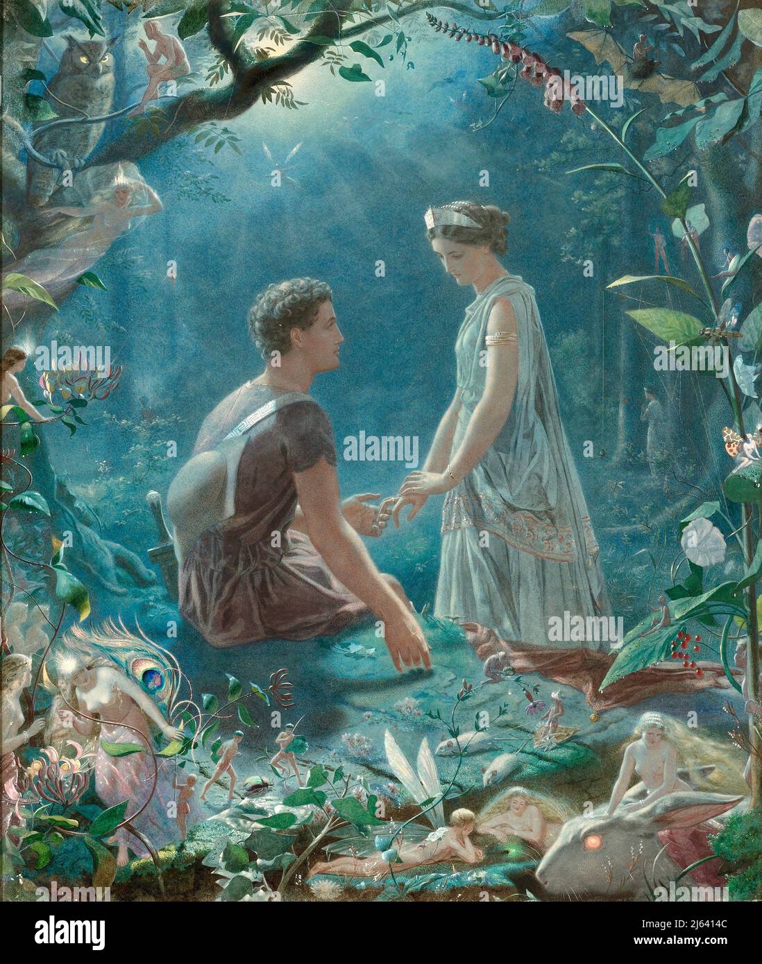 John Simmons - Hermia and Lysander from A Midsummer Night's Dream by William Shakespeare - 1870 Stock Photo