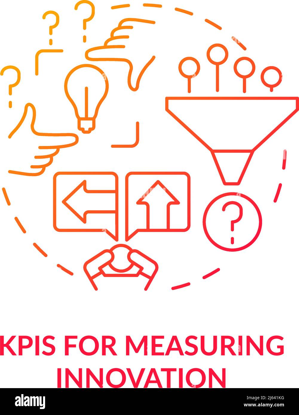 KPIs for measuring innovation red gradient concept icon Stock Vector