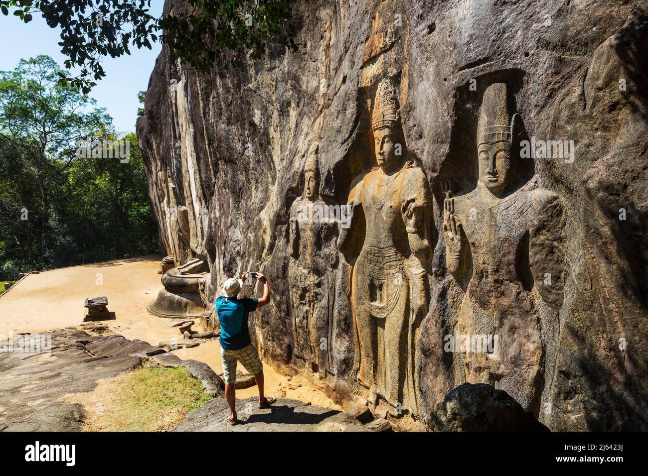 Carved Buddhist Sculpture Rock in Buduruvagala (UNESCO World Heritage ...