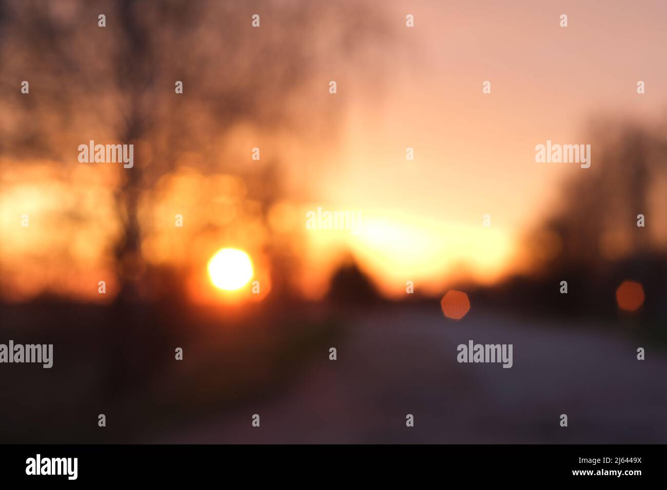 Sunset landscape. Abstraction with bokeh. Stock Photo