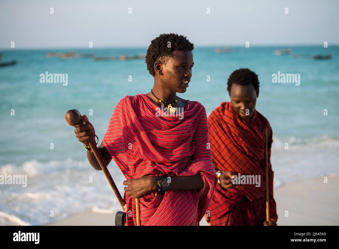 Zanzibar, Tanzania January 02,2019 Masai warriors dressed in