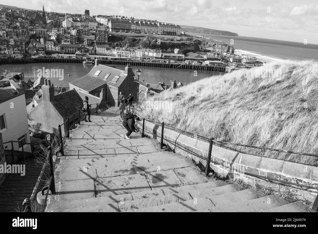 View from the top of the 199 steps in Whitby in North Yorkshire Stock ...