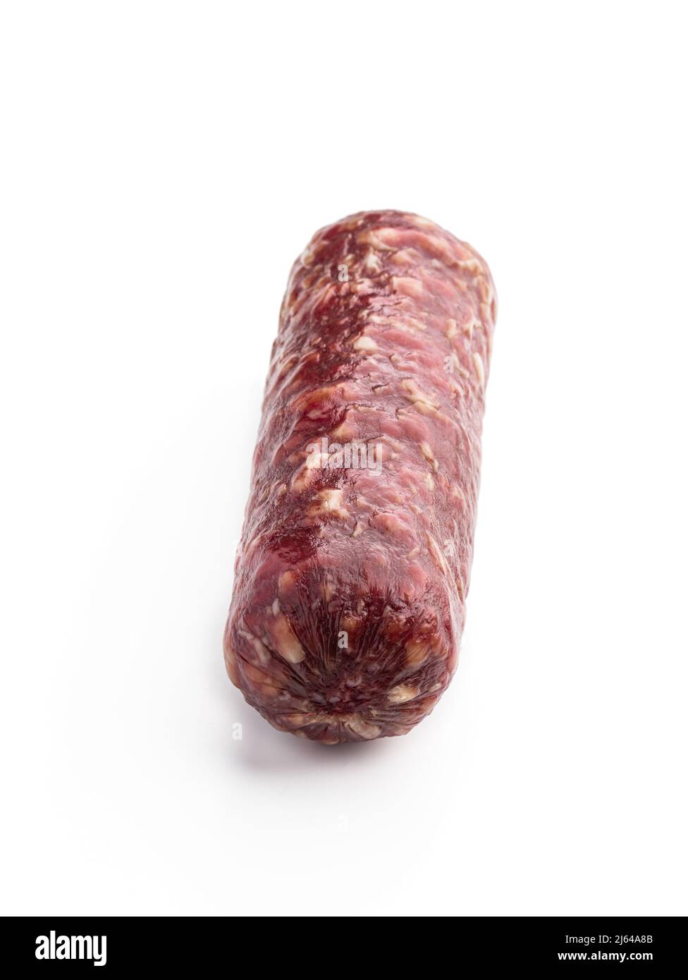 Dry salami isolated on white background Stock Photo Alamy