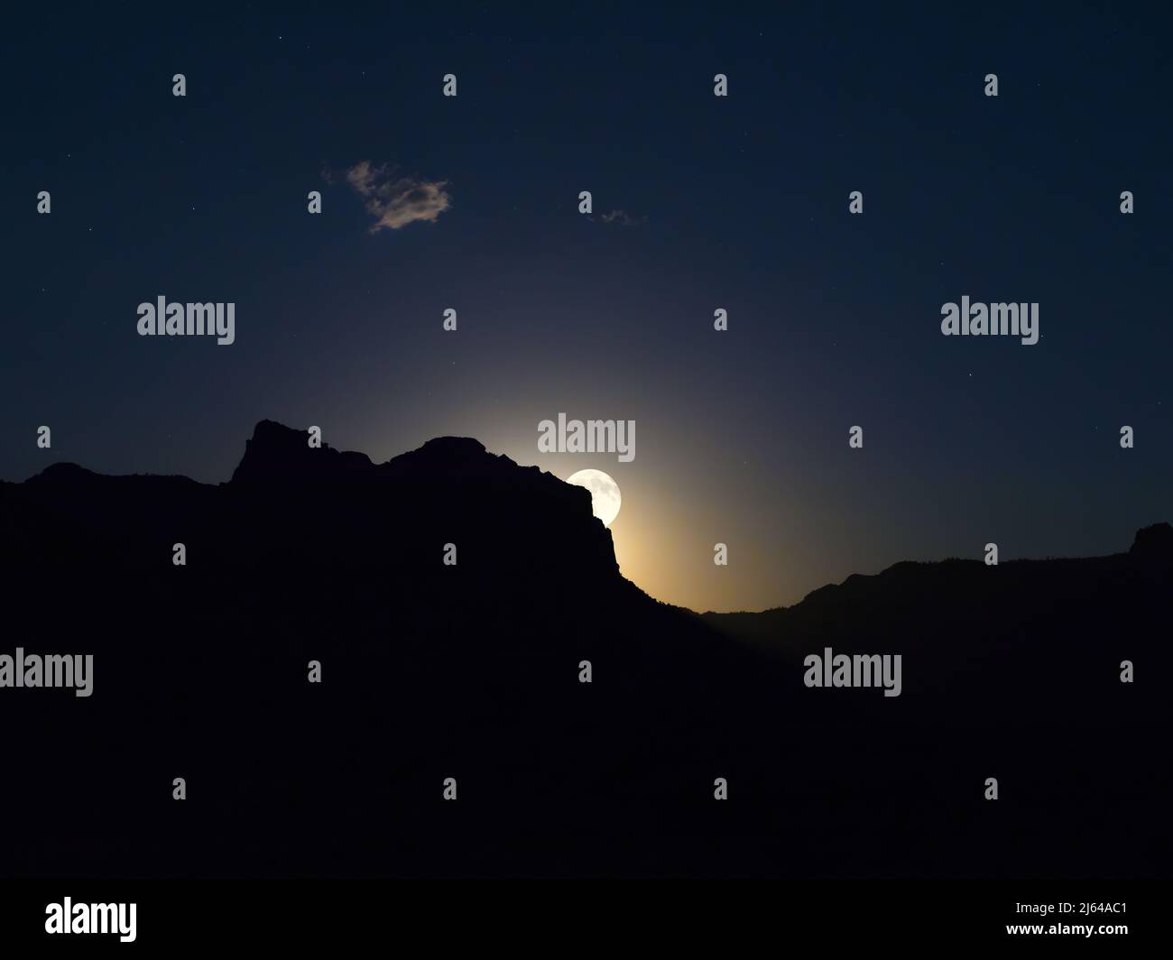 A spectacular scene of a full moon rising at Zion National Park, Utah, USA. Stock Photo