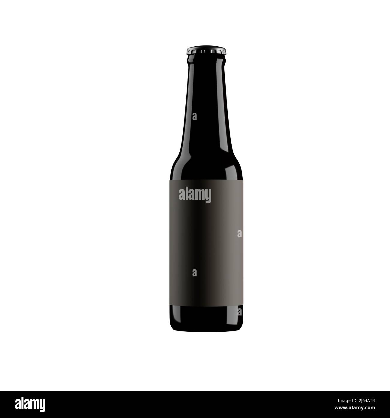 Beer bottle template. Dark glass bottle on white background Stock Photo ...