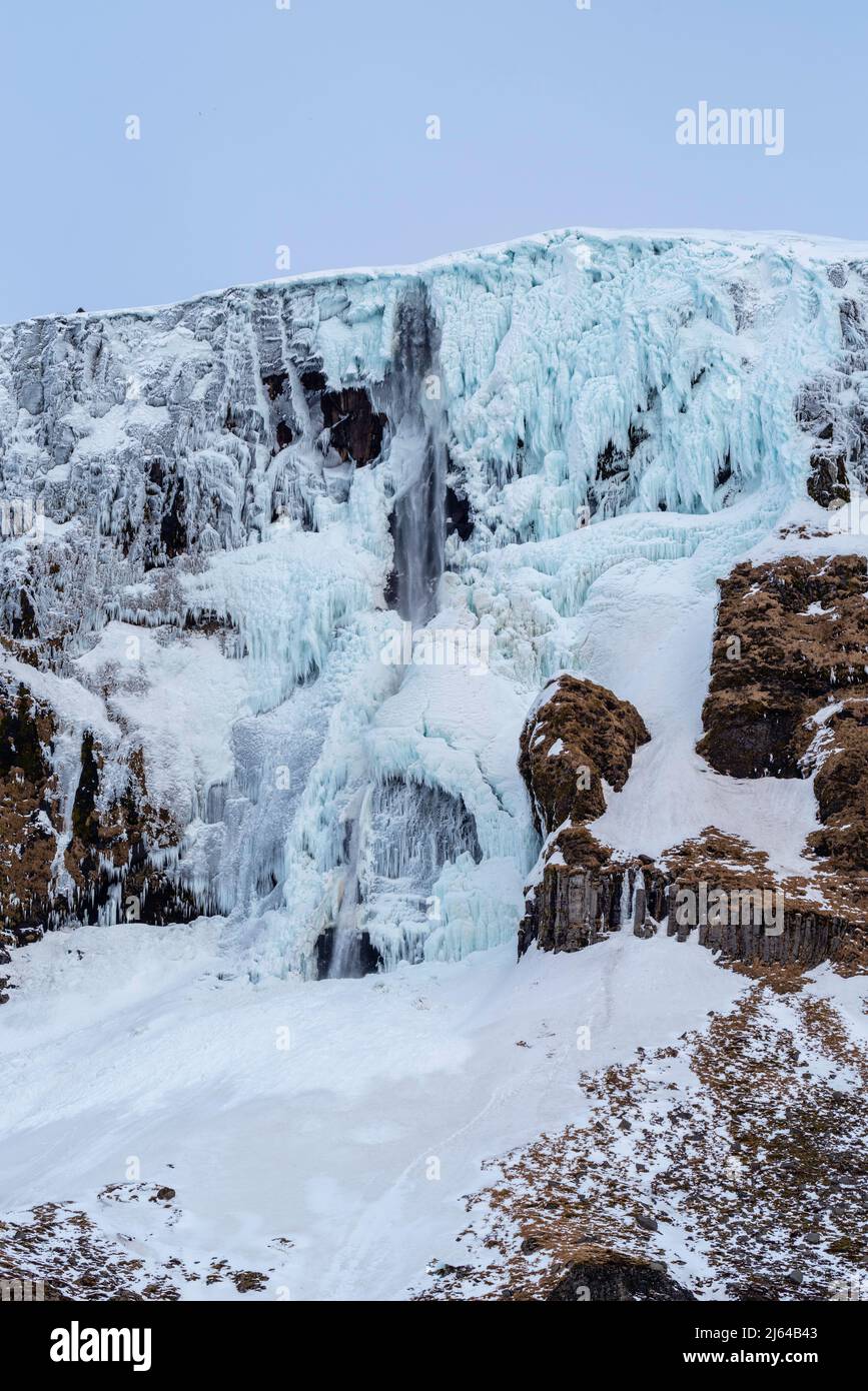 Photograph of bjarnarfoss waterfall on the sn fellsnes peninsula in